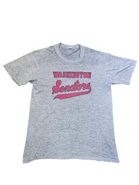 VTG 80s Washington Senators Tshirt Sz L THIN‎ Thrashed Minnesota Twins Baseball
